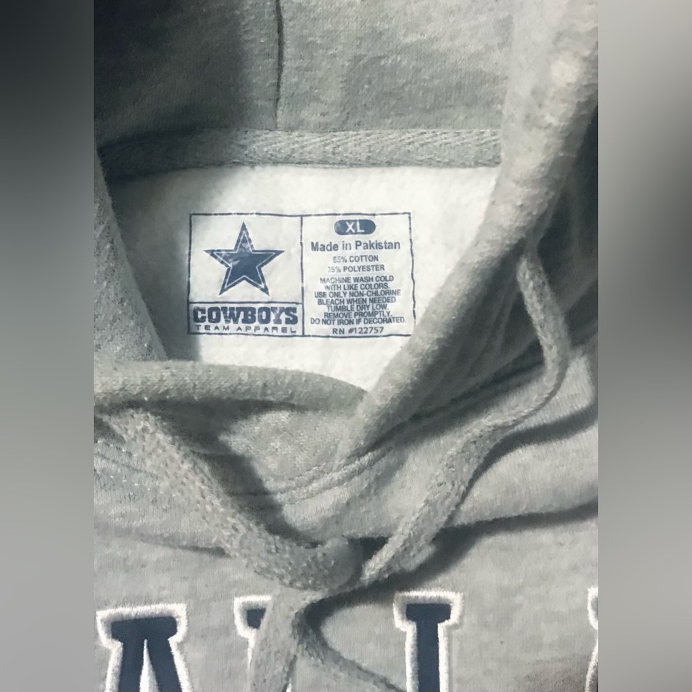 Dallas Cowboys Team Apparel Hoodie Sweatshirt XL Heavy Gray Fleece Pullover - Picture 3 of 11